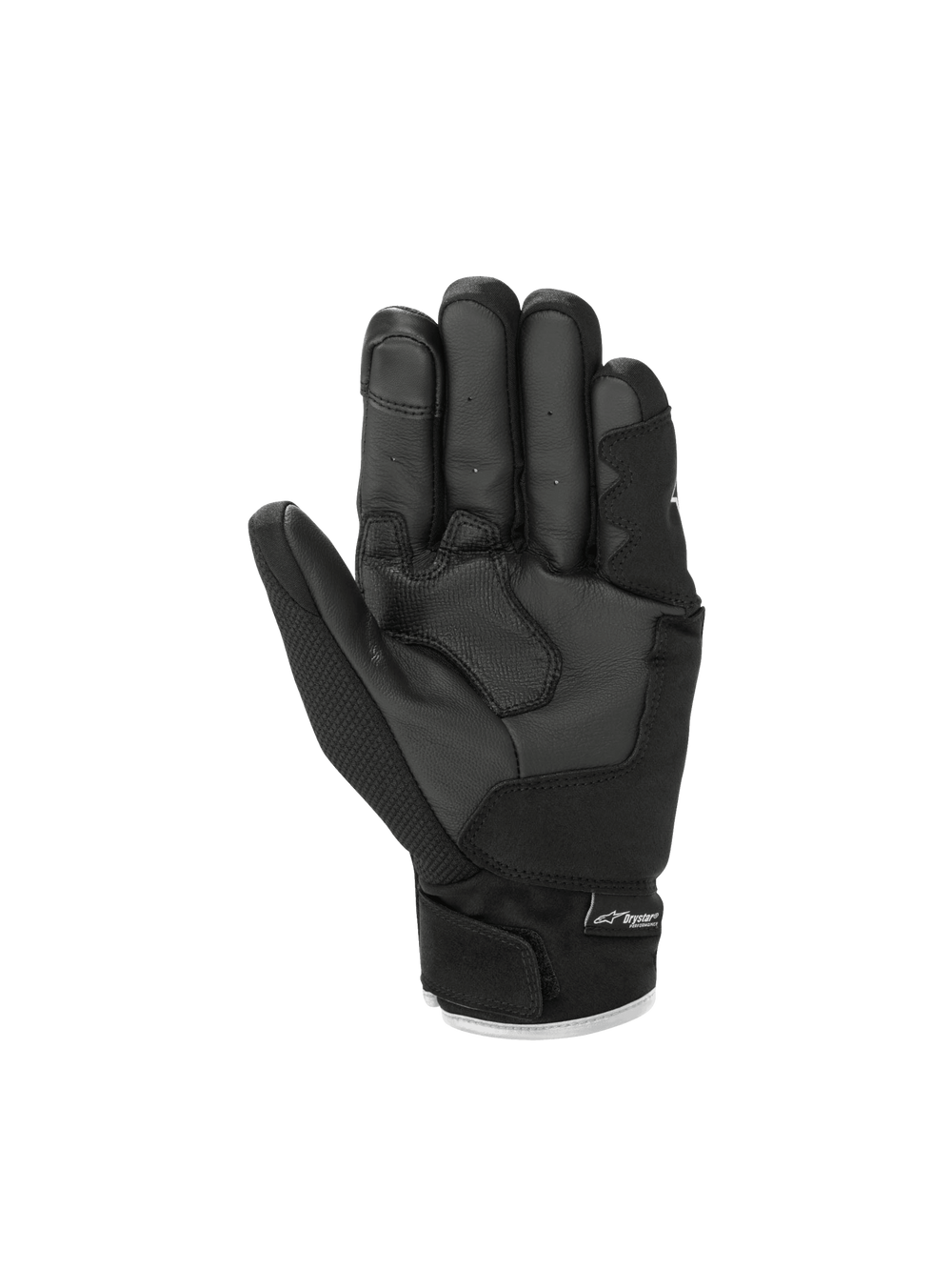 Alpinestars S-Max Drystar® Gloves in black, waterproof road motorcycle sport gloves with leather palm and short cuff.
