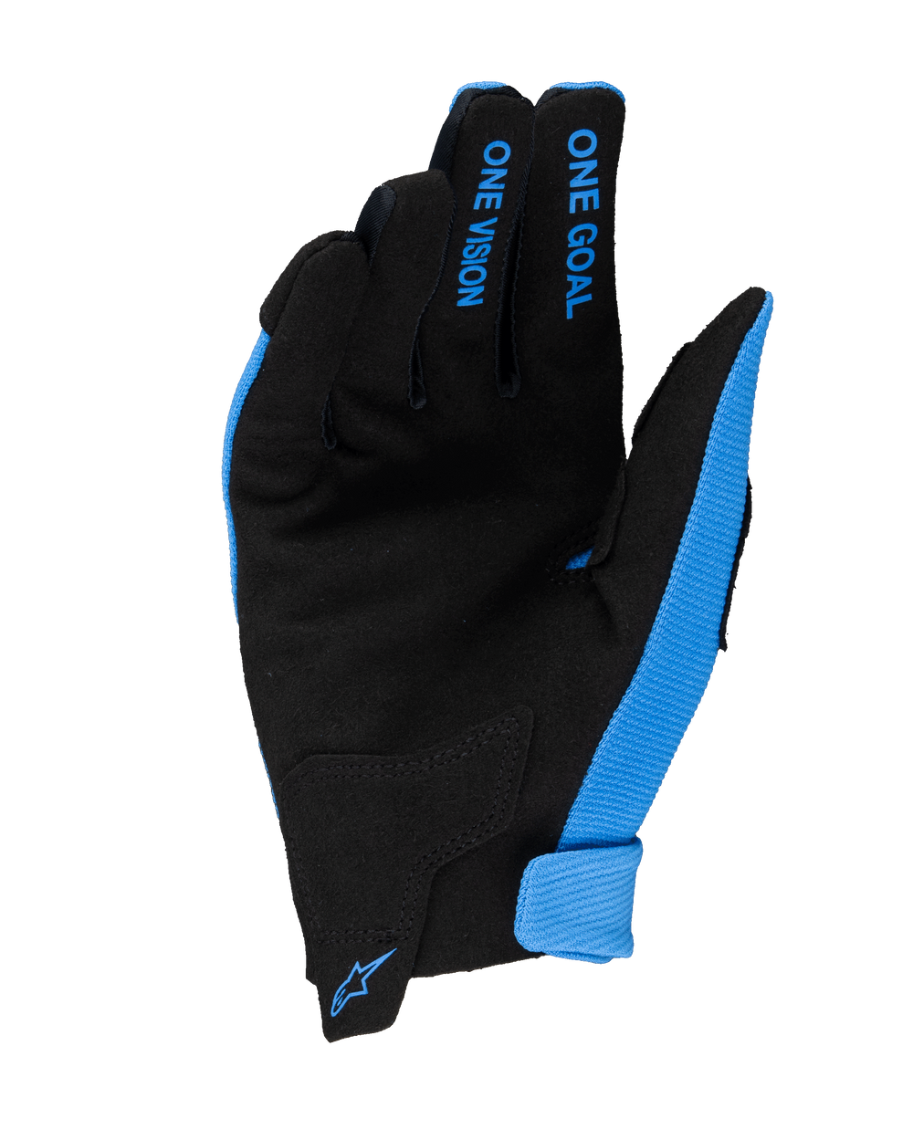 Alpinestars 2025 Youth Radar Gloves, Motocross Gloves, Blue and Black, palm view featuring synthetic suede construction, blue 
