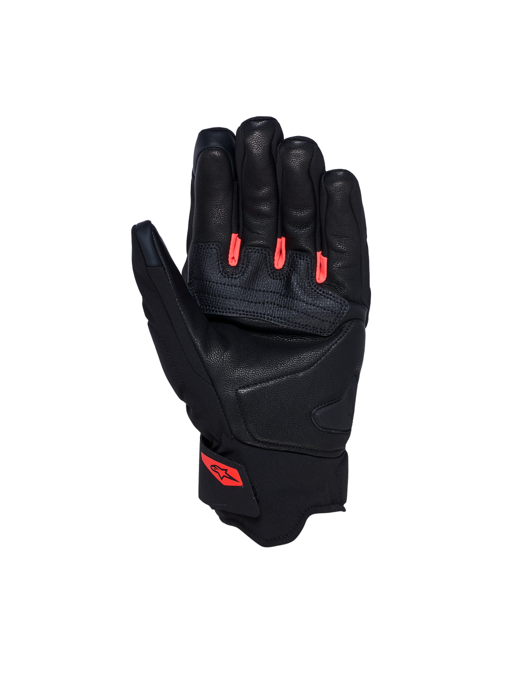 Alpinestars Faster V3 Plasma Drystar Gloves, Black and Red Fluo, waterproof sport motorcycle gloves with goat leather palm and short cuff design