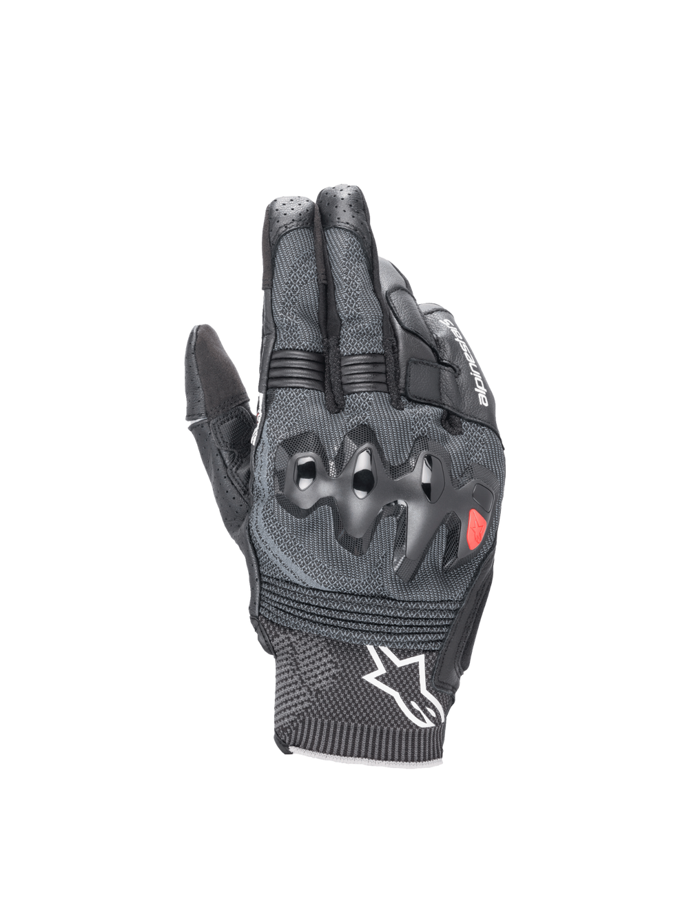 Alpinestars Morph Sport Gloves, black and gray motorcycle racing gloves with MorphTech Weave and impact knuckle protection.