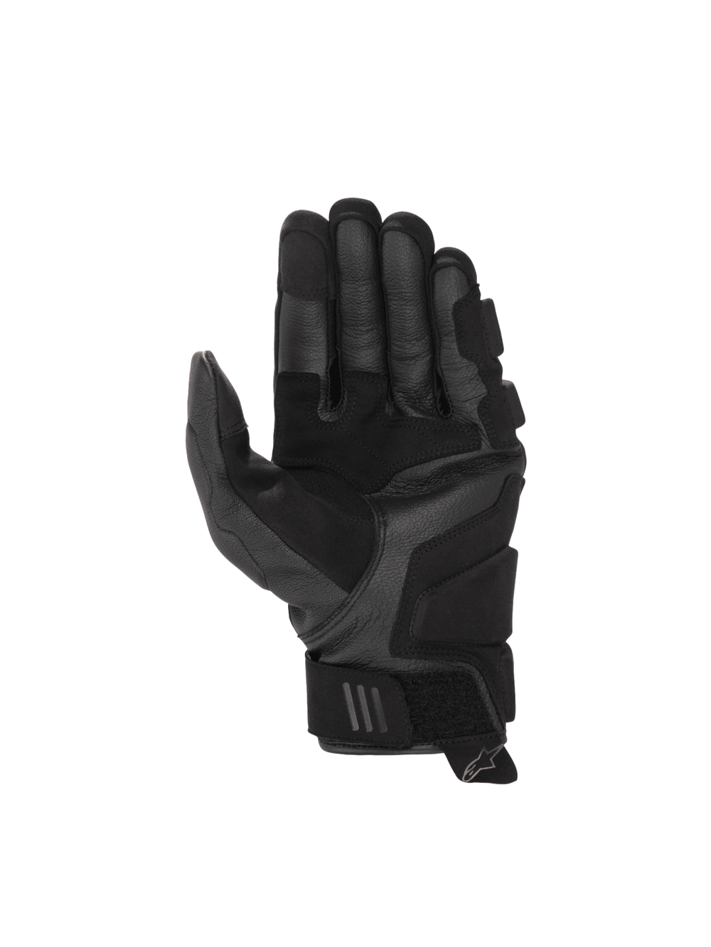 Alpinestars Phenom Leather Air Gloves, black goat leather motorcycle sport gloves, palm view with reinforced landing zones.
