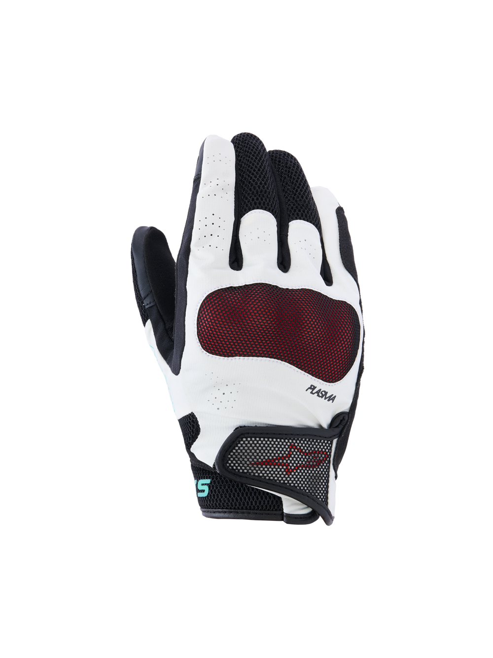 Alpinestars Stella Mogress Airflow Gloves, Women's Motorcycle Gloves, Black and White with Red Knuckle Guard, Breathable 3D Mesh and Perforated Construction, PLASMA Technology, Short Cuff Urban Riding Design