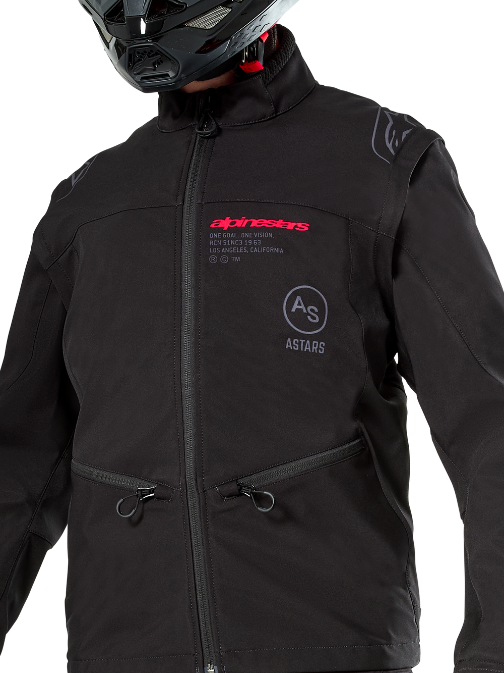 Alpinestars Lite-Dura Softshell Jacket, Black, windproof off-road enduro jacket, modular design with detachable sleeves and fleece lining, minimalist technical style