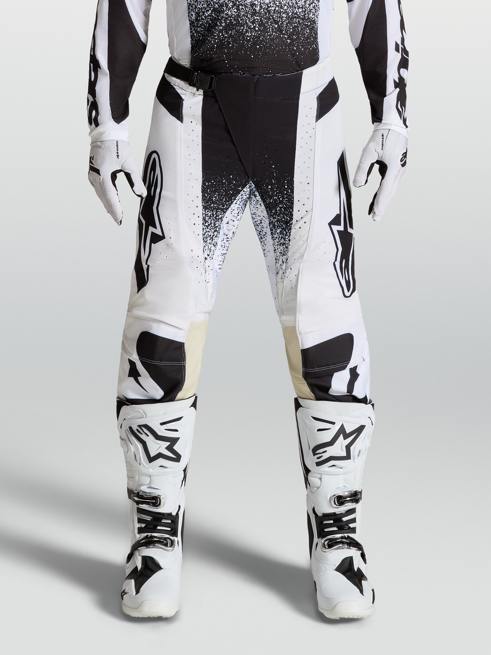 Alpinestars 2027 Techstar Swan Pants, Motocross Racing Pants for Men, White and Black, durable stretch ripstop material