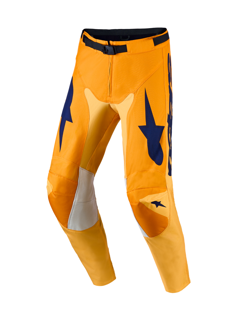 Alpinestars Racer Amber Pants AND Gear Set, Men's Motocross Pants in Orange and Deep Blue with durable stretch panels.
