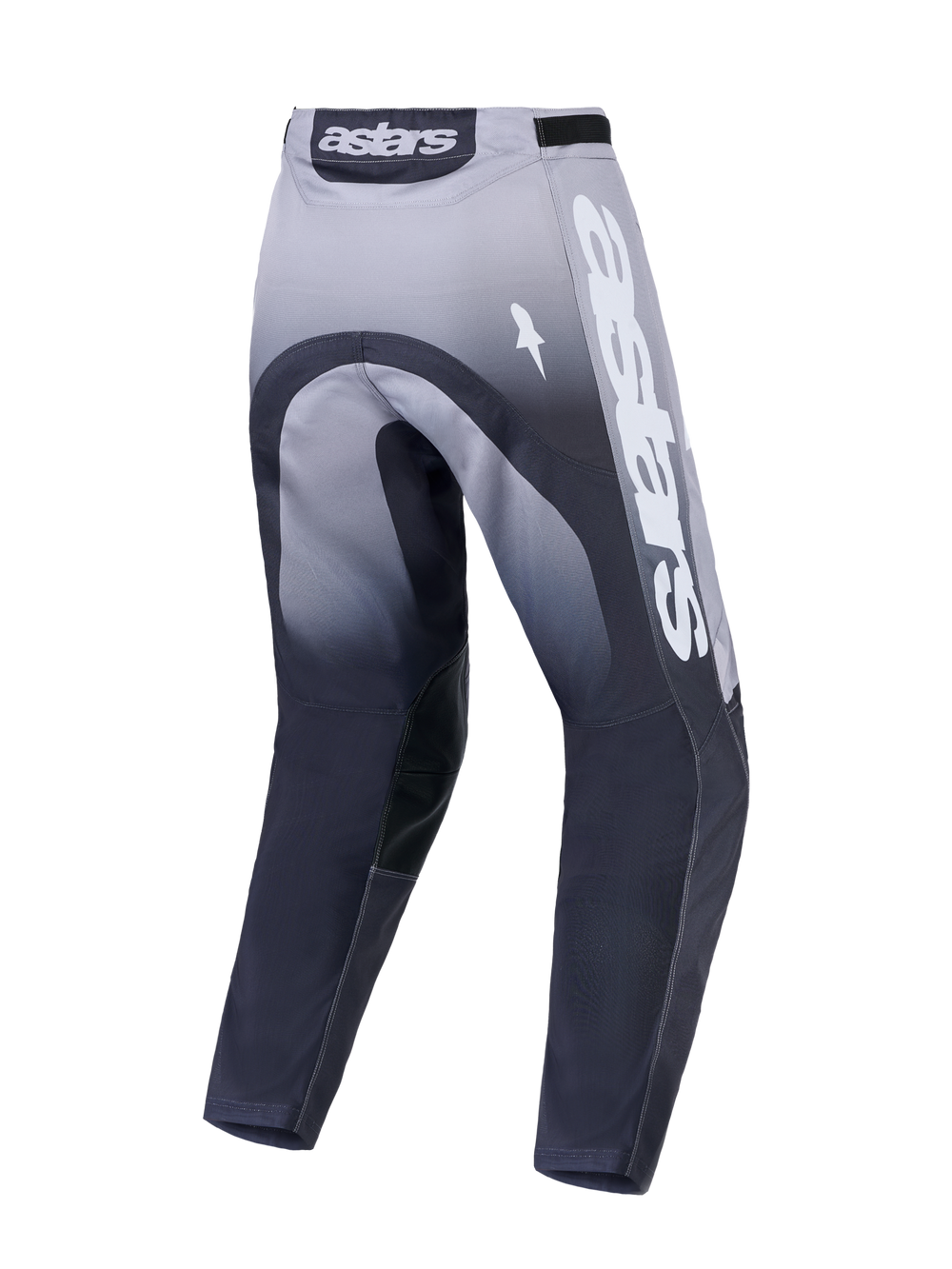 Alpinestars Racer Amber Motocross Pants, gray and white back view featuring durable construction and bold Astars branding.