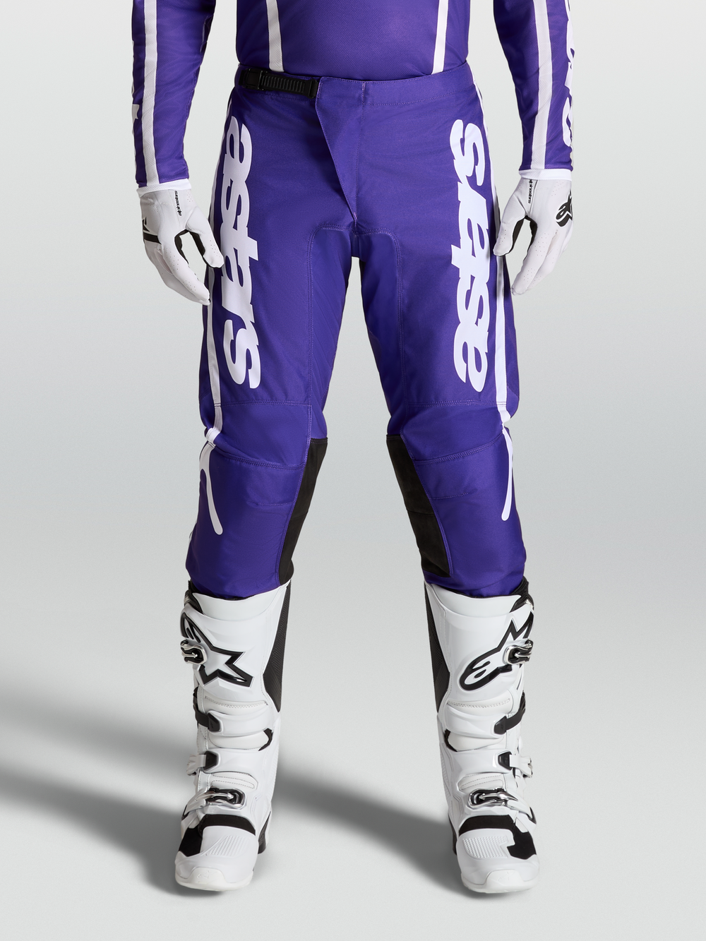 Alpinestars 2027 Fluid Apex V2 Pants, Men's Motocross Pants, Deep Blue and White, on-model for off-road performance.