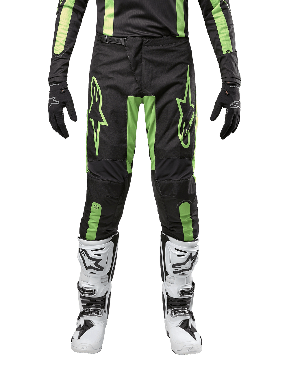 Alpinestars 2024 Fluid Lurv Pants, Men's Motocross Pants, Black and Yellow Fluo, durable poly-fabric with stretch panels.
