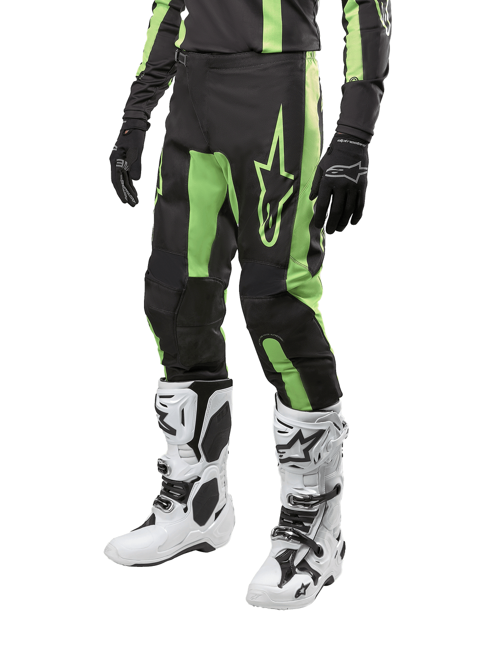 Alpinestars 2024 Fluid Lurv Pants, Motocross gear for men, Black and Yellow Fluo, durable poly-fabric with an ergonomic fit.