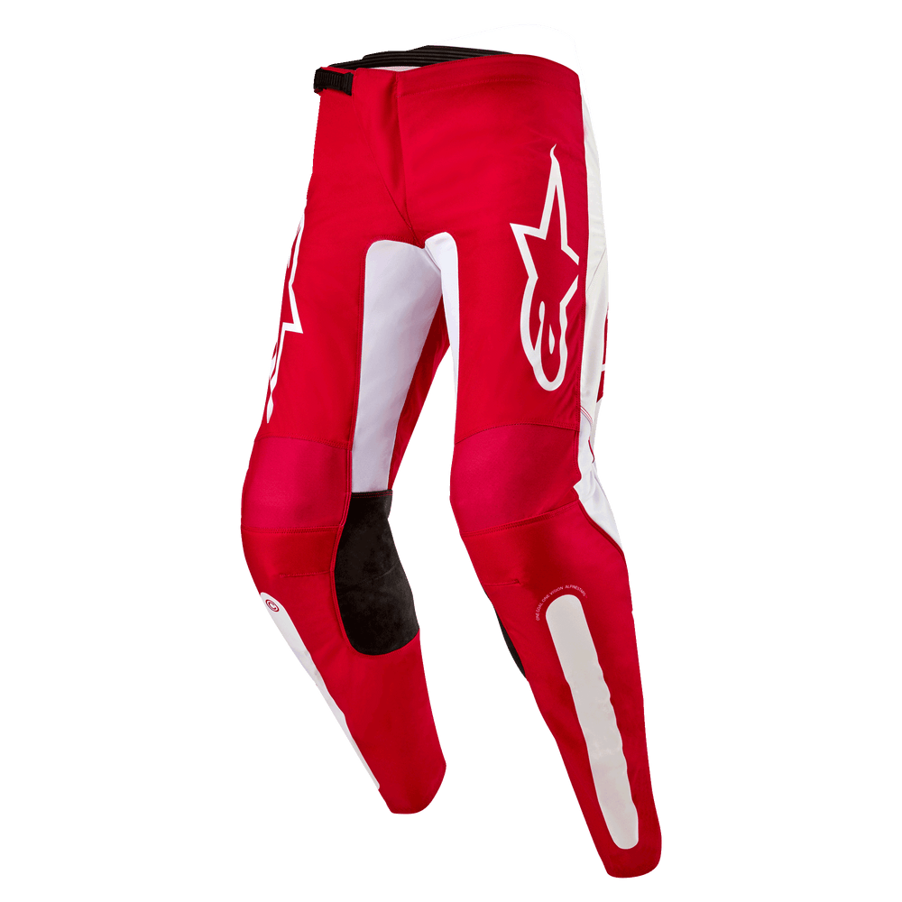 Alpinestars 2024 Fluid Lurv Pants, Motocross Racing, Men's, Mars Red and White, durable poly-fabric with pre-curved legs.