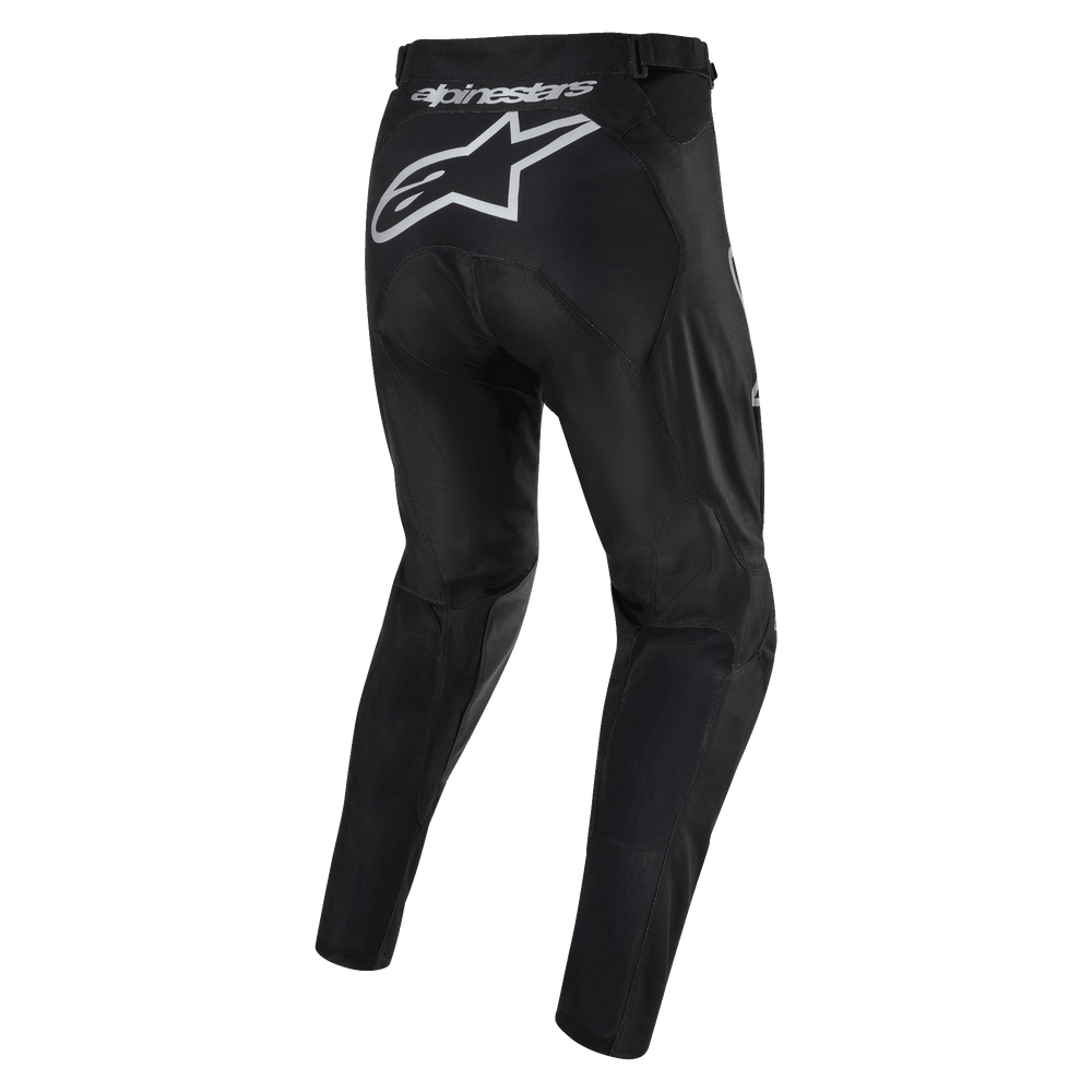 Alpinestars 2024 Racer Graphite Pants, Men's Motocross Gear, Black and White, featuring a large rear star logo.