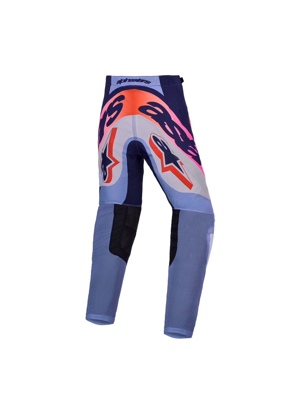 Alpinestars Youth Supertech Dyna Pants, purple and pink fluo motocross racing pants with durable 600D seat reinforcement.