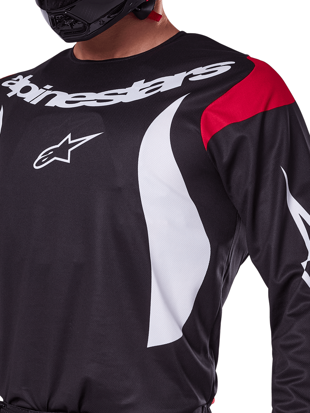 Alpinestars 2025 Fluid Haul Jersey, Men's Motocross Racing Jersey in Black, White and Red, Breathable Polyfabric.