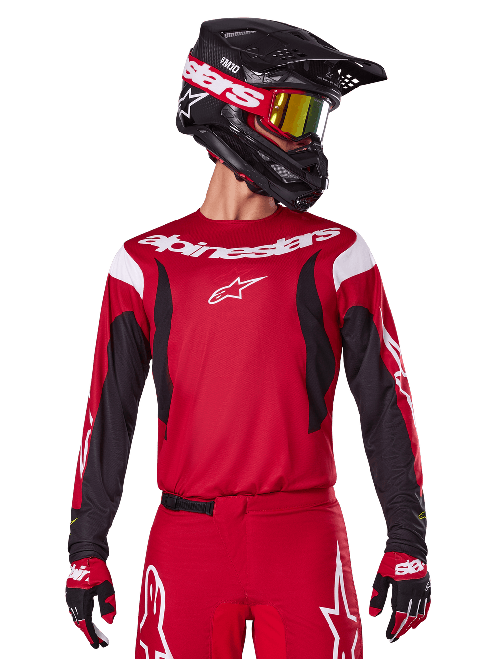 Alpinestars 2025 Fluid Haul Jersey and 2025 Fluid Haul Gear Set, Men's Motocross Racing Apparel, Bright Red and Black