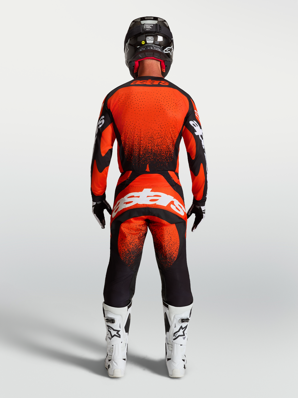Alpinestars Techstar Swan Jersey and Gear Set, Men's motocross outfit in Cardinal Red and Black with athletic race fit.