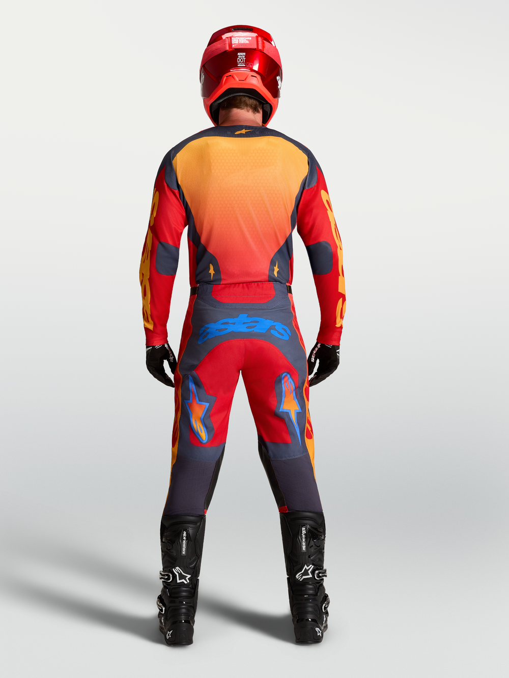 Alpinestars Racer Hunt Pants in Fire Red and Graystone, men's motocross gear featuring a durable performance race fit.