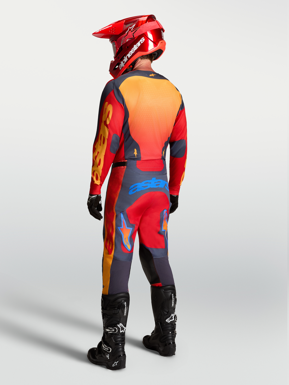 Alpinestars Racer Hunt Pants, Men's Motocross Gear, Fire Red and Graystone, technical off-road performance construction.