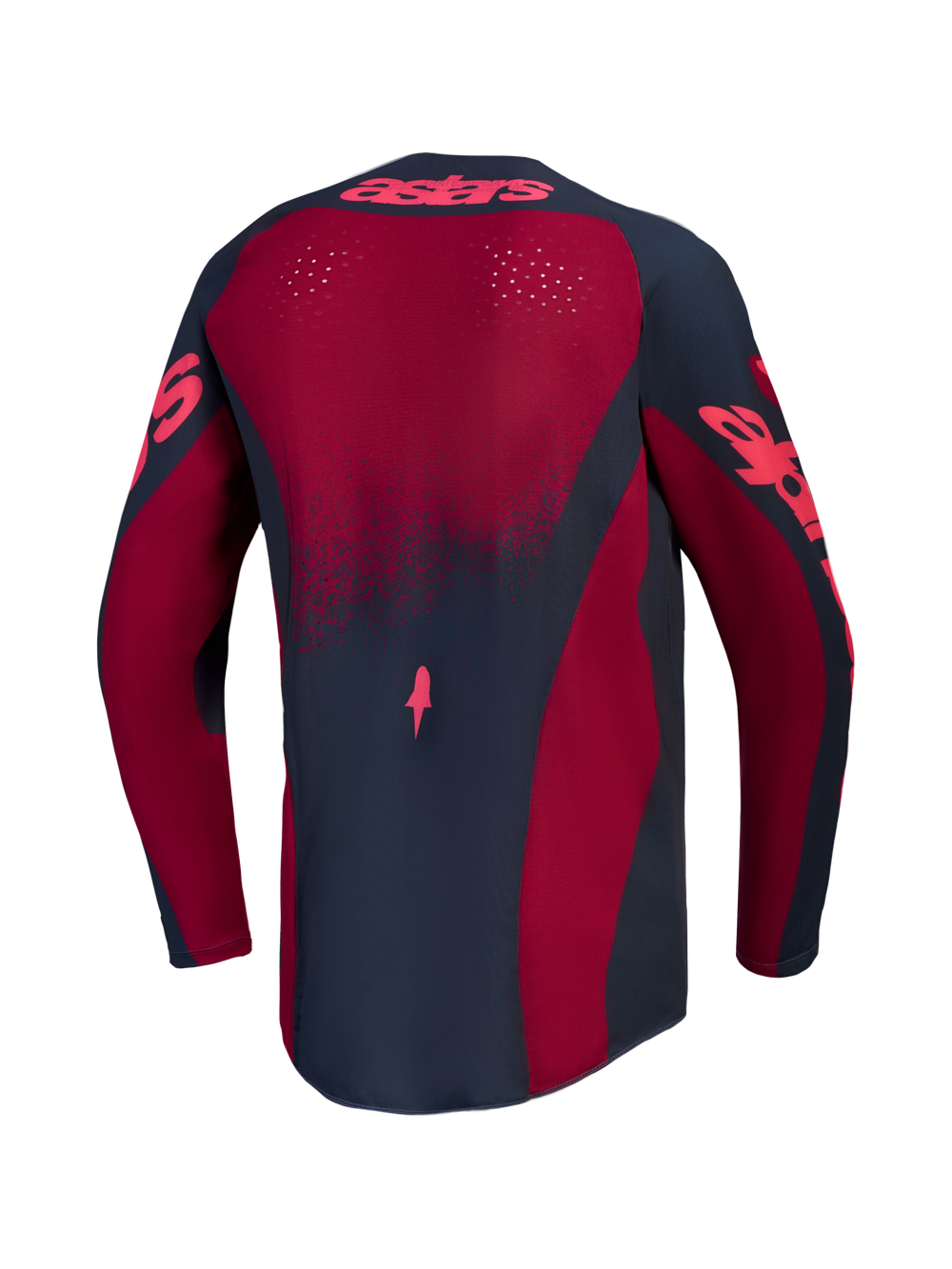 Alpinestars Stella Techstar Swan Jersey, Crimson and Dark Gray women's motocross top with laser-cut ventilation.