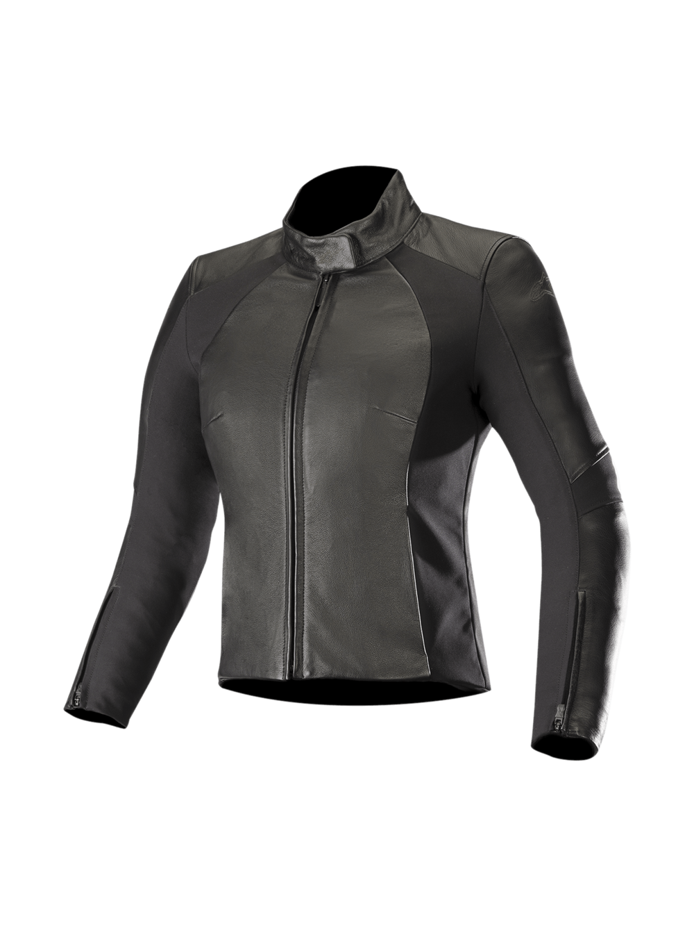 Alpinestars Stella Vika V2 Women's Motorcycle Leather Jacket in black with aramid stretch panels and CE-certified armor.