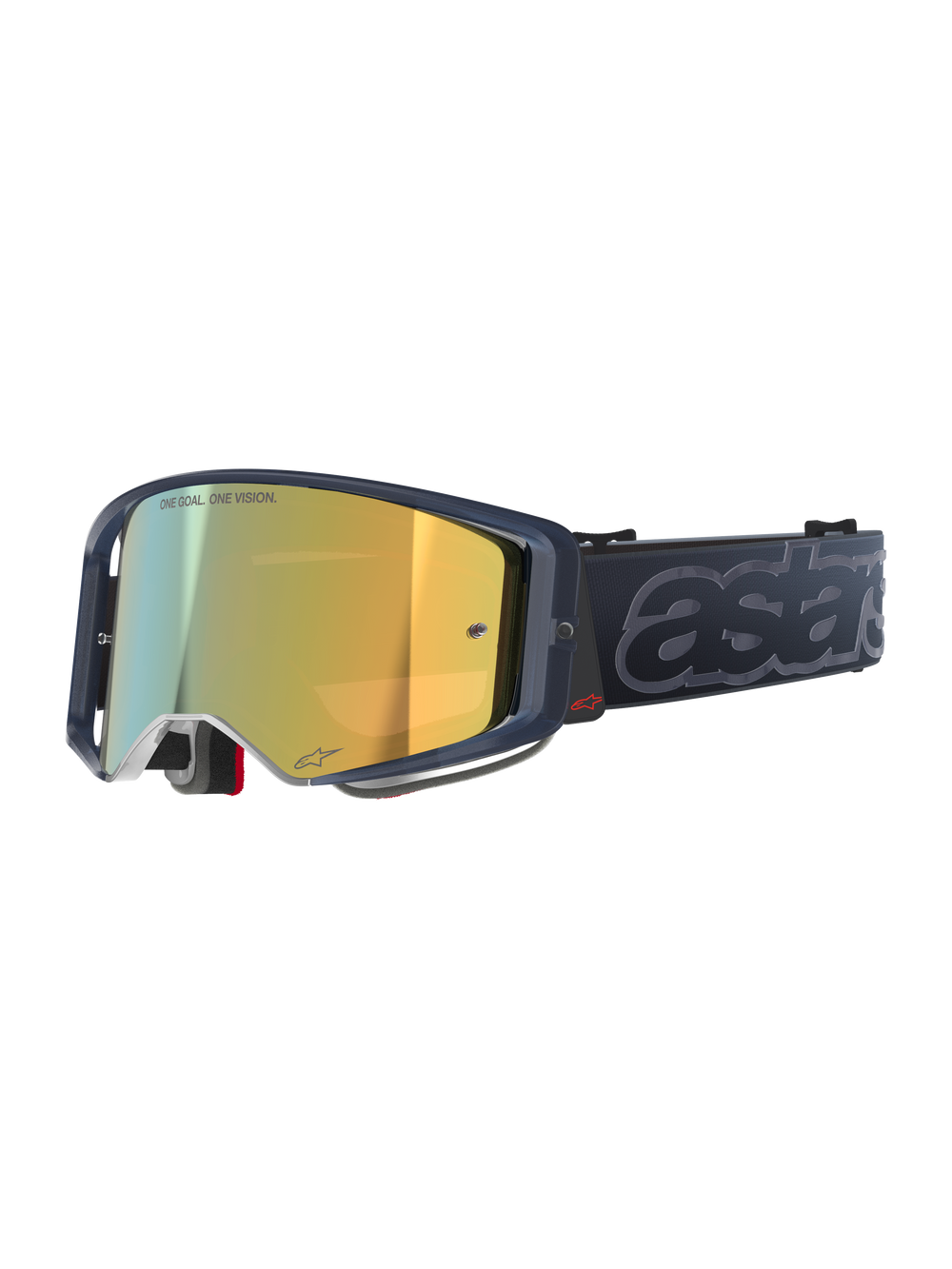Alpinestars Supertech Vision Vista Goggles, Motocross MX Goggles, Black Mirror Gold colorway, dark translucent frame, gold mirrored lens featuring 