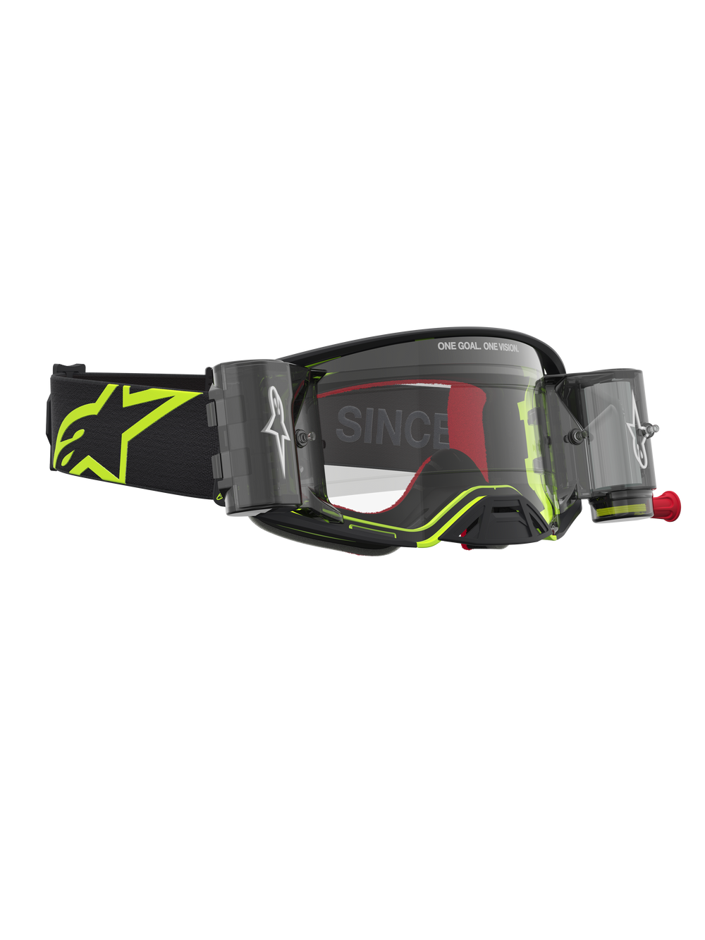 Alpinestars Supertech Firma Roll Off Goggles, Motocross Racing, Black and Yellow Fluo, Clear Lens, with Roll-Off System.