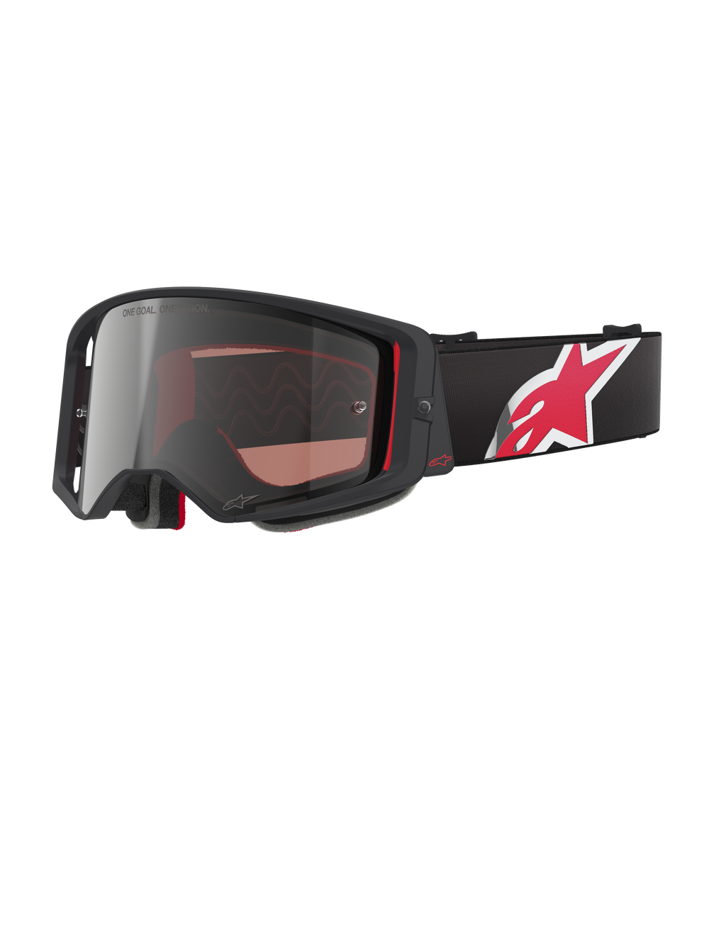 Alpinestars Supertech Corp Goggles Absolute Vision, Motocross Goggles, Black and Red with Mirror Silver Lens, featuring 