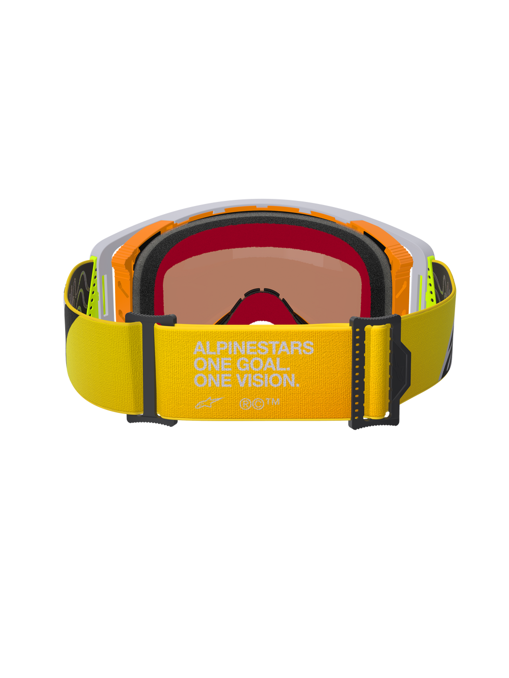 Alpinestars Supertech Corp Goggles Absolute Vision, Rear View, Yellow Fluo strap featuring 