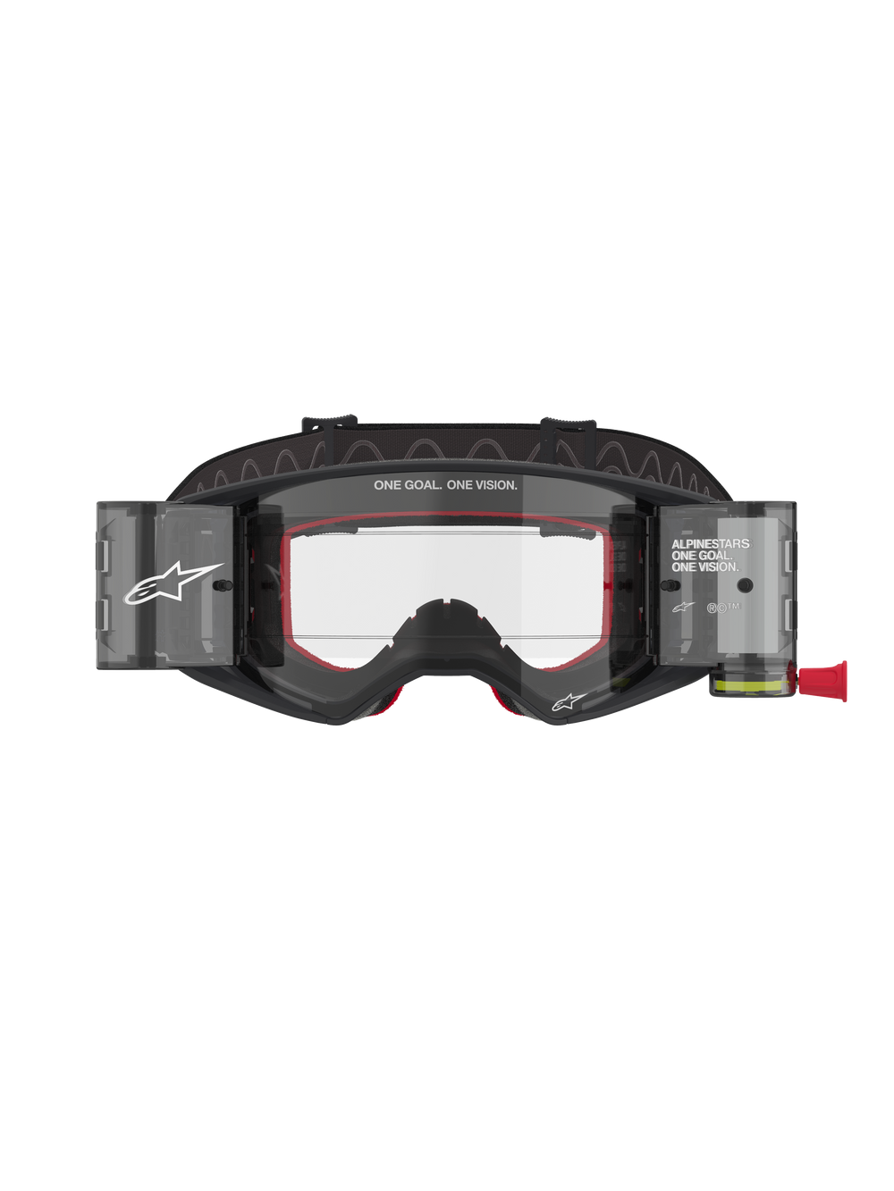 Alpinestars Supertech Corp Goggles Roll Off, Motocross and MTB Goggles, Black and Grey with Red interior foam, Clear Lens featuring Wide Vision Roll-Off system, 