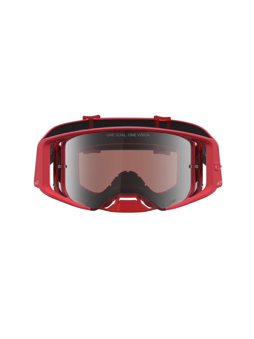 Alpinestars Supertech Vesta Goggles, Motocross, Red Fluo and Chrome Mirror Silver, featuring a high-grade mirrored lens.