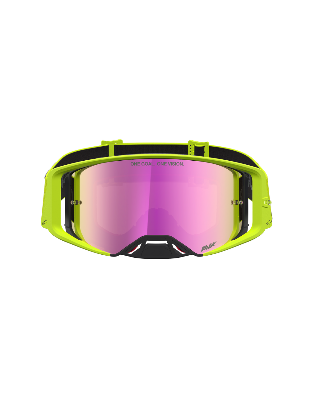 Alpinestars Supertech Vesta Goggles, Motocross racing eyewear, Yellow Fluo with Pink Mirror Lens for clear off-road vision.