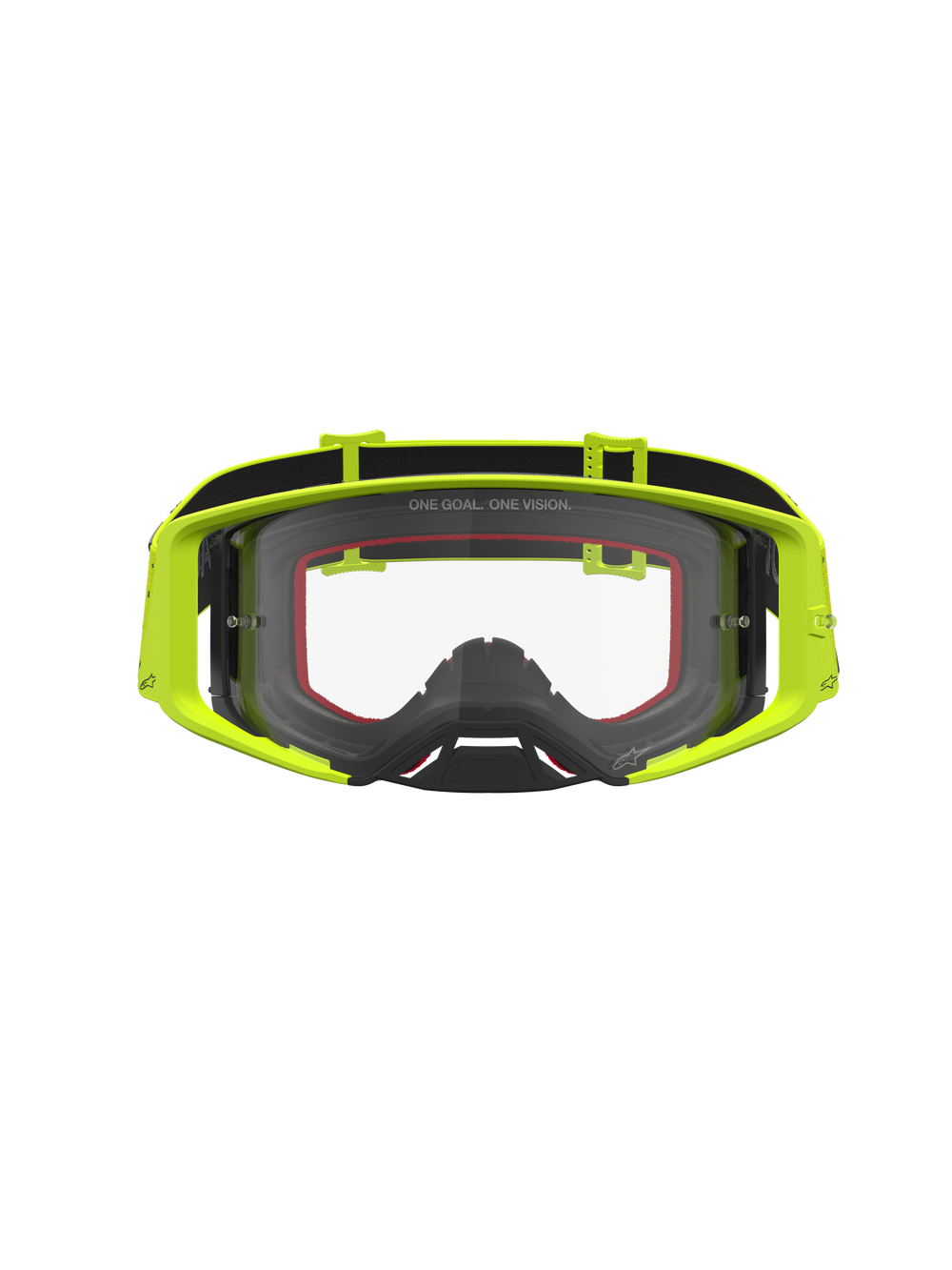 Alpinestars Supertech Vesta Goggles, Motocross racing eyewear, Fluorescent Yellow and Black, with a clear anti-fog lens.