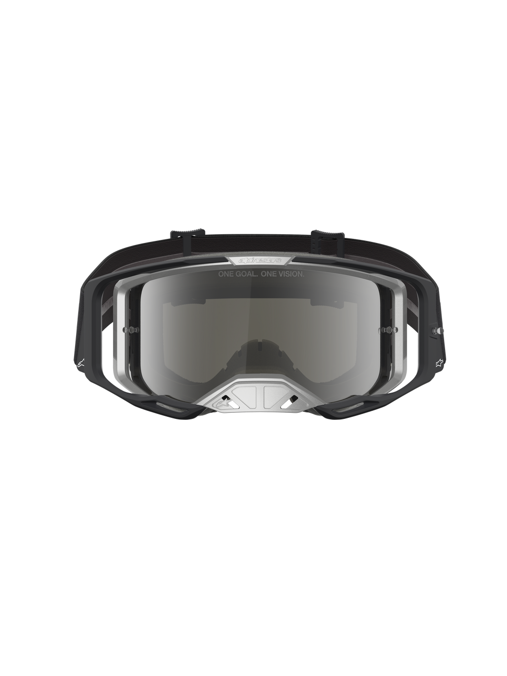 Alpinestars Vision 8 Amber Mirror Motocross Goggles in black and silver with a mirrored lens and A-FLEX frame.