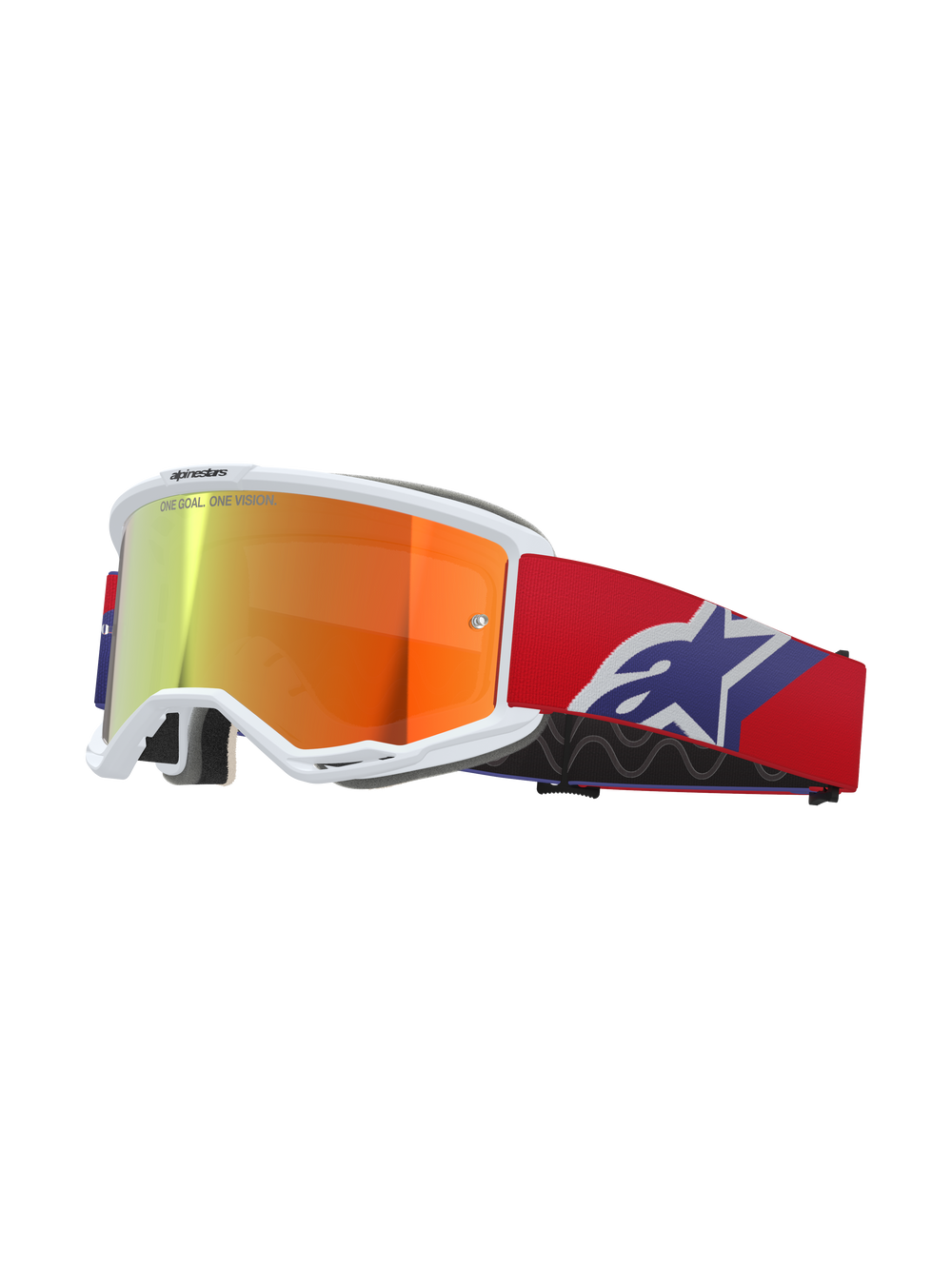 Alpinestars Vision 5 Corp Goggles, white frame with reflective orange and purple mirror lens, 