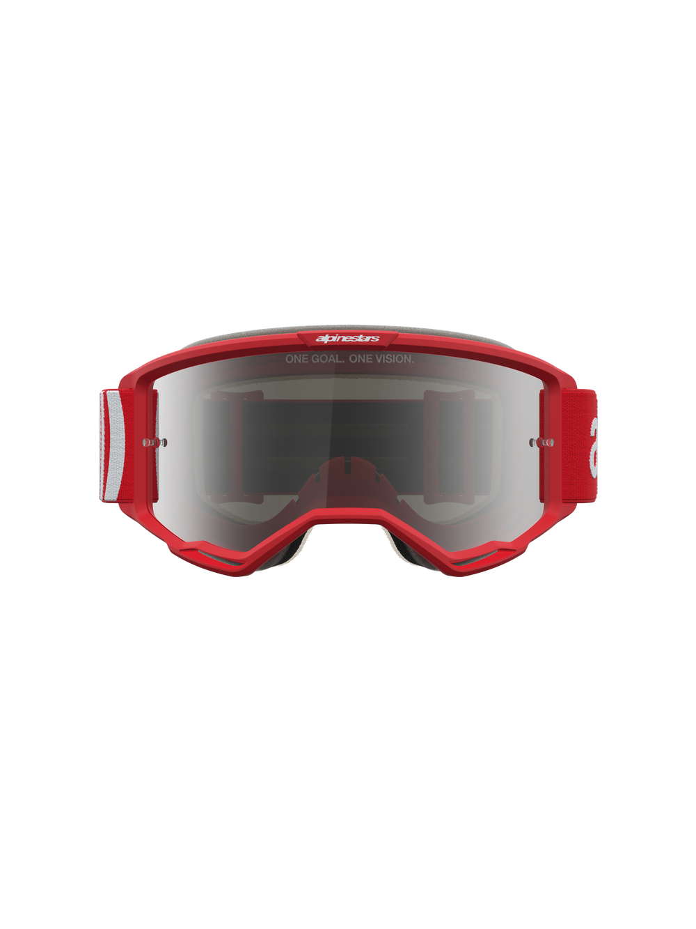 Alpinestars Vision 5 Hone Goggles, Red and White Motocross Goggles with Mirror Silver Lens and RAM-AIR Venting.