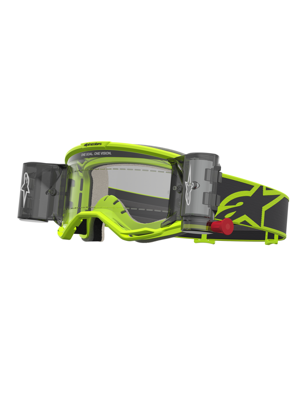 Alpinestars Vision 5 Rora Roll Off Motocross Goggles, Yellow Fluo and Black, clear lens with integrated film system.