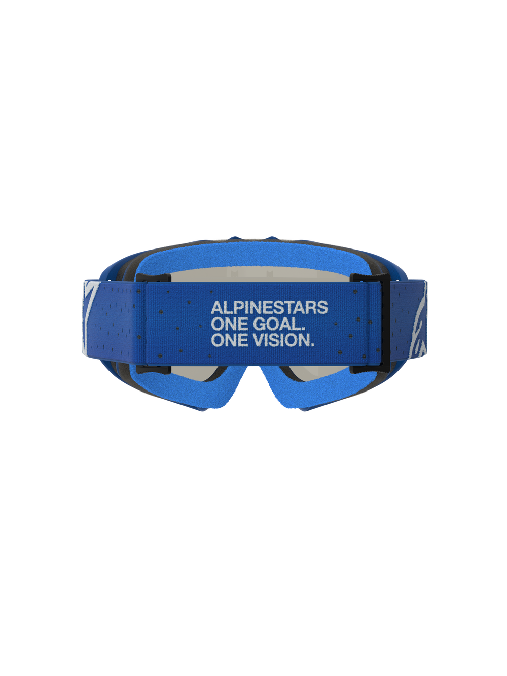 Alpinestars Vision Youth Vesta Goggles, blithe blue and white youth motocross goggles, rear view with branded strap.