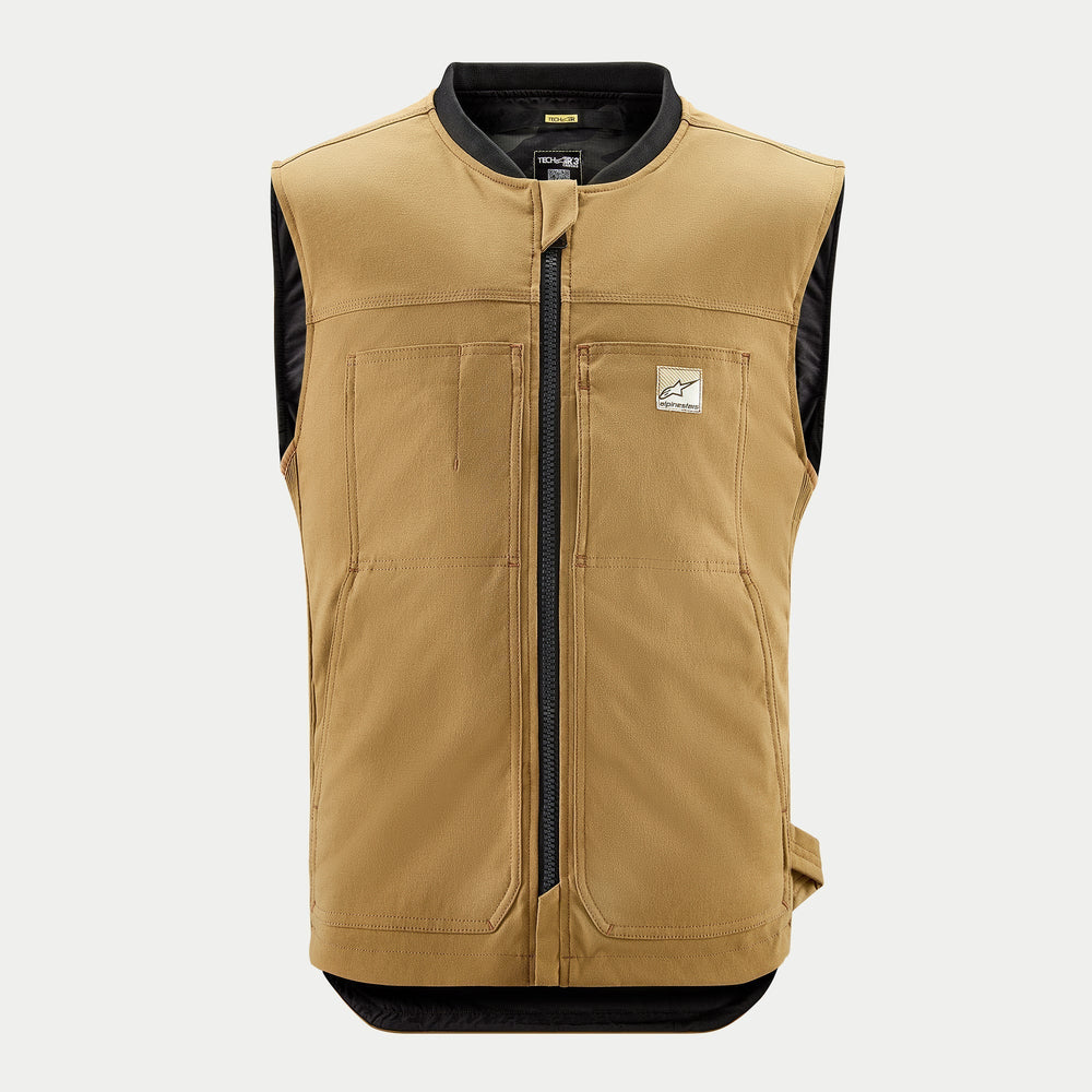 Alpinestars Tech-Air 3 Canvas System, tan motorcycle airbag vest with black accents for urban and road riding protection.