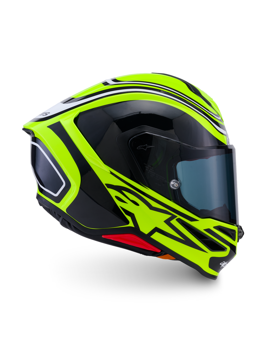 Alpinestars S-R7 Zeal Helmet ECE06/DOT, Motorcycle Racing Helmet, Yellow Fluo, Black, and White Glossy, carbon composite shell construction, ECE certified