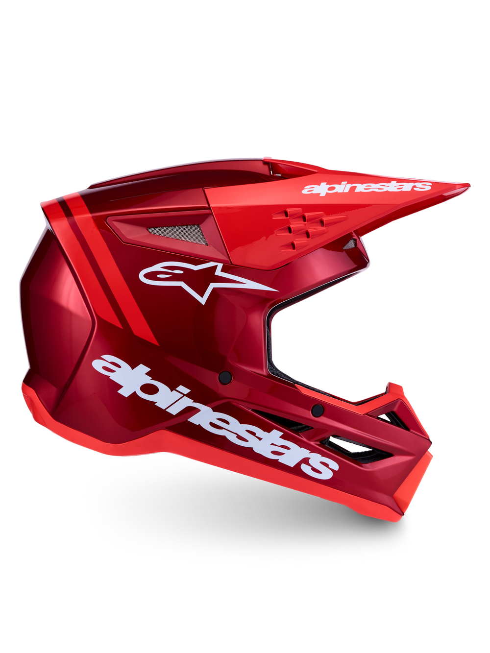 Alpinestars SM3 Radium Helmet ECE06, red and white motocross helmet with advanced ventilation and impact protection