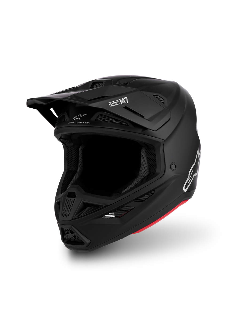 Alpinestars S-M7 Solid Helmet ECE06, Matte Black motocross helmet with an aerodynamic shell, ECE 22.06 certified.