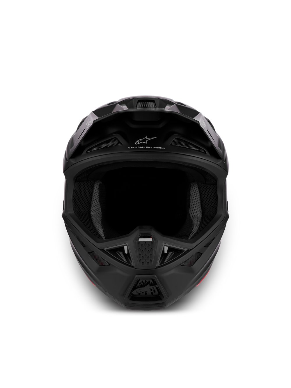 Alpinestars S-M7 Solid Helmet, Motocross Racing, Black, ECE 22.06 and DOT certified, aerodynamic front view.