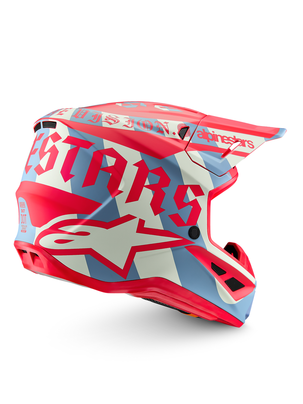 Alpinestars Limited Edition S-M7 Beast Coast Motocross Helmet, Orange and Light Gray, ECE and DOT certified off-road gear.