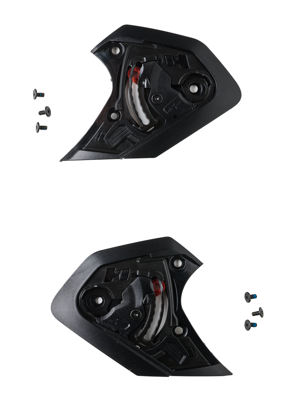 Alpinestars S-R7 Shield Mechanism Set, black motorcycle helmet visor replacement hardware with mounting screws for road racing.