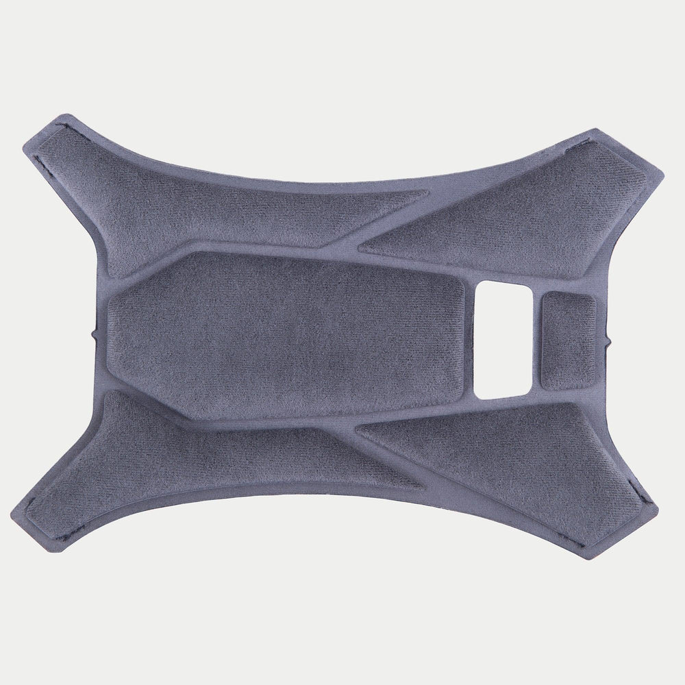 Alpinestars Supertech R10 Top Pad, Gray, official replacement crown pad for S-R10 helmets, featuring soft fabric with geometric padded sections and ventilation cutouts for interior comfort