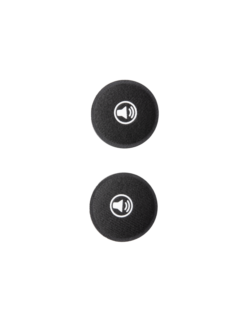 Alpinestars S-M7 Ear Pads Set, Motocross Helmet Accessories, Black circular foam pads with white speaker icons, replacement interior padding for enhanced comfort and fit in S-M7 helmets