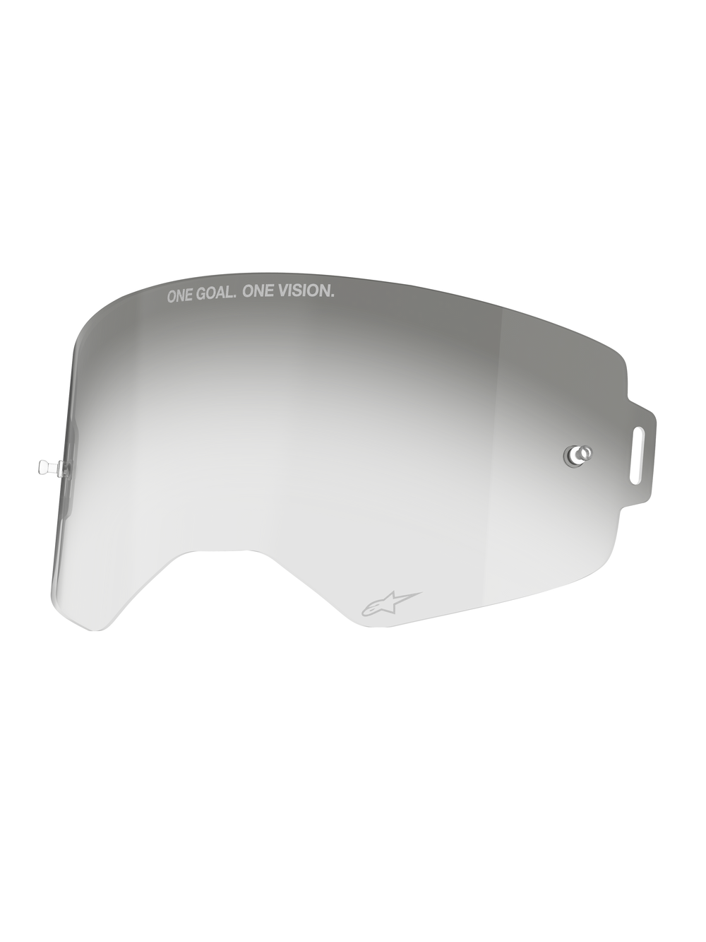 Alpinestars Supertech Photochromic Lens, grey motocross goggle replacement with anti-fog coating and tear-off posts.