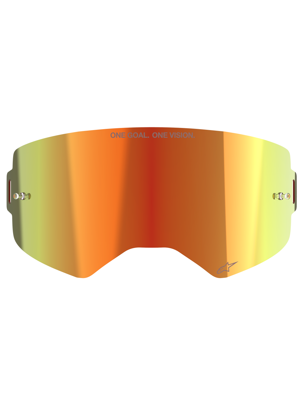Alpinestars Supertech Mirror Lens, Motocross Goggle Replacement Lens, Mirror Red with orange and yellow gradient, featuring 