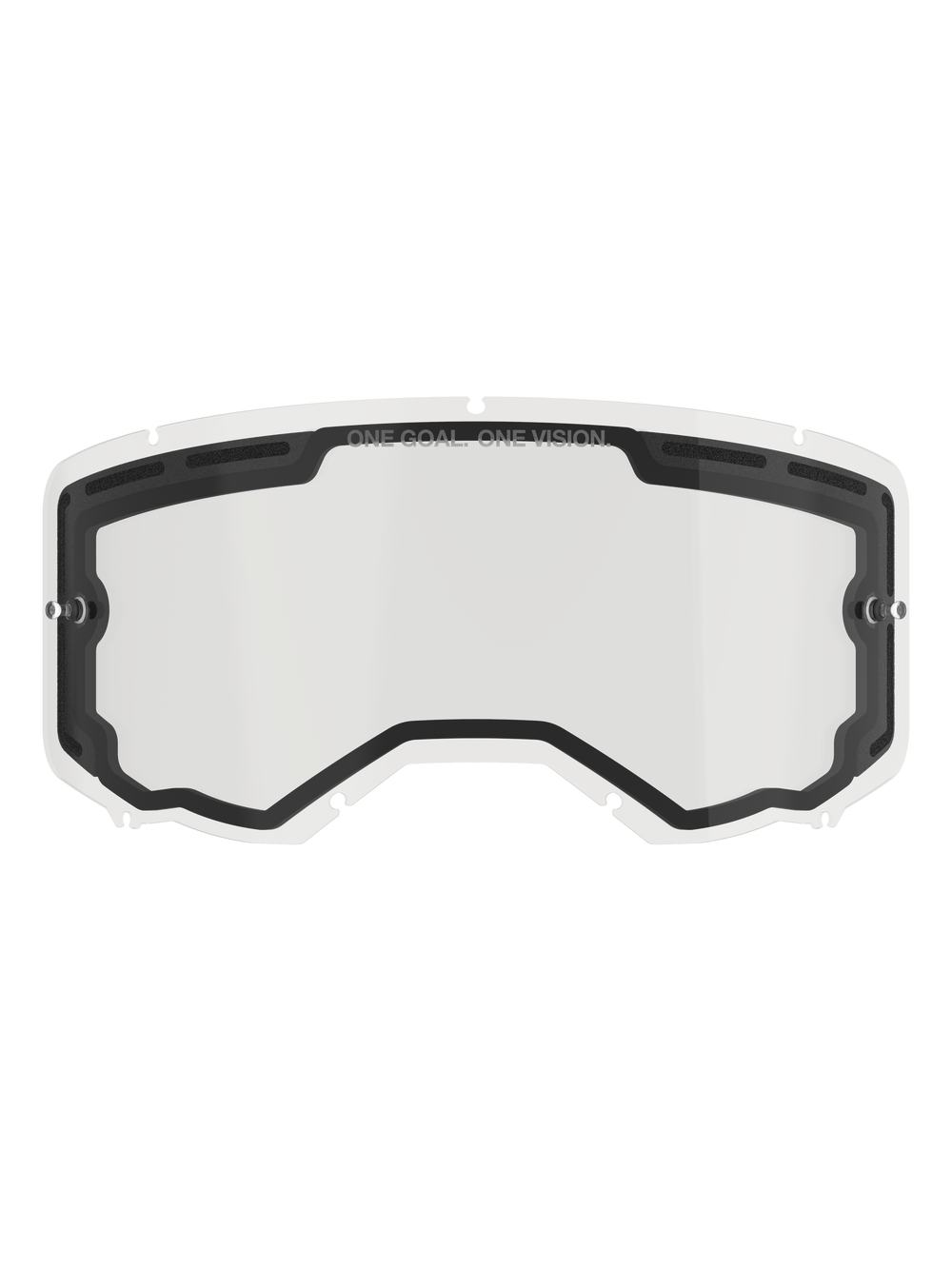 Alpinestars Vision 8-5-3 Dual Pane Lens, Clear replacement lens for motocross goggles, featuring a black inner seal with top ventilation ports, side tear-off posts, 