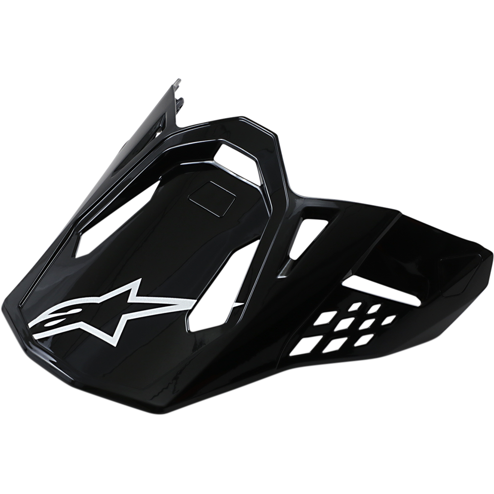 Alpinestars Supertech M10/M8 Visor, Motocross Helmet Visor, Gloss Black with White Star Logo, Aerodynamic Design with Ventilation Cut-Outs