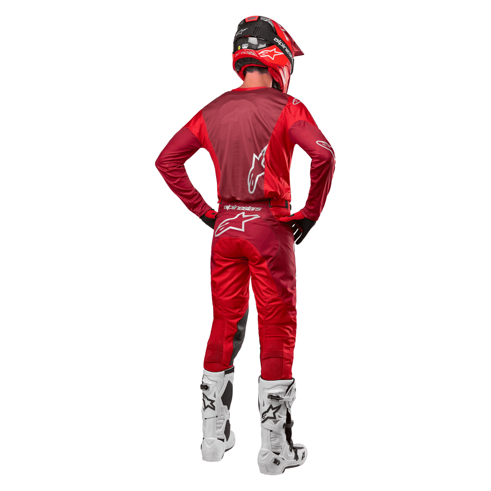 Alpinestars 2024 Racer Hoen Jersey, Red and Burgundy motocross jersey, men's off-road racing gear, rear view.